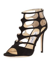 Ren Suede Caged 100mm Sandal at Neiman Marcus